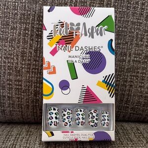 Red Aspen Nail Dashes with Colorful leopard Design